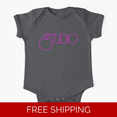 Le Studio Baby One-Piece Aqua Hot Pink Logo